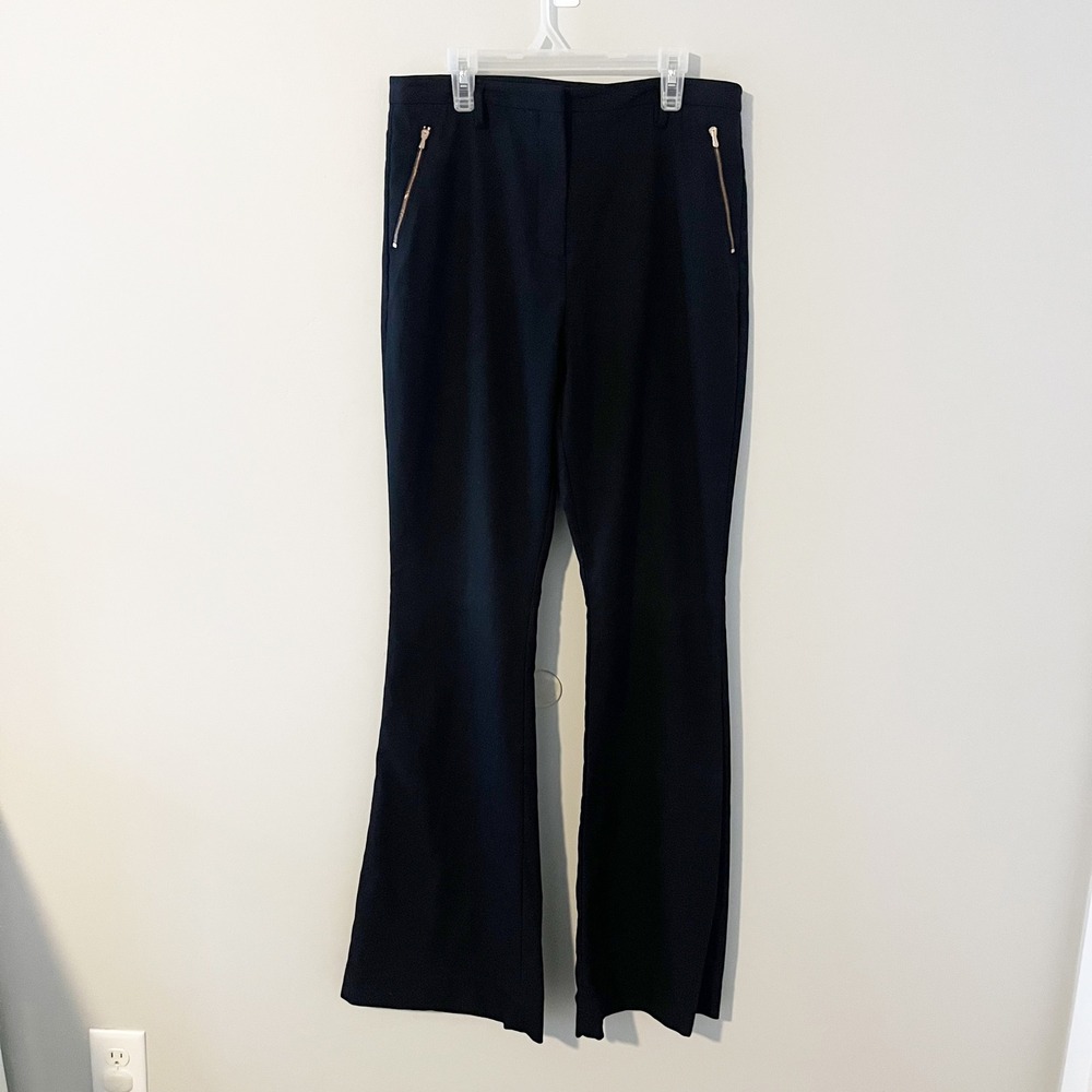 Kit and Ace Black Wool Cashmere Blend Flare Leg Trouser pants Size 8 tall/long